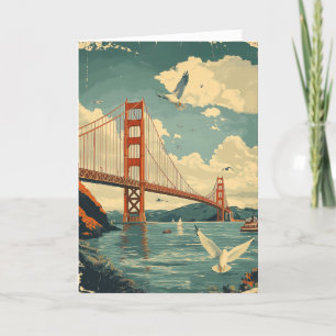 Personalisierte Vintage SF Golden Gate Bridge Card Feiertagskarte