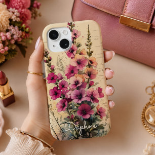 Personalisierte Vintage Shabby Chic Rosa Wildblume Case-Mate iPhone Hülle