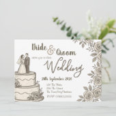 Personalisierte Vintage Sketch Elegante Kalligraph Einladung (Stehend Vorderseite)