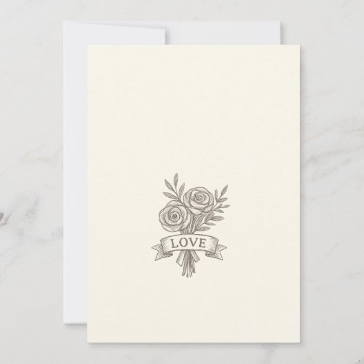 Personalisierte Vintage Sketch Elegante Kalligraph Einladung (Rückseite)