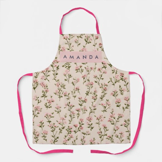 Personalisierte Vintage Soft Blush Wildblume Schürze (Vorderseite)
