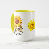 Personalisierte Vintage Sonnenblume Tasse mit Nied (Vorderseite Links)