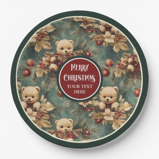 Personalisierte Vintage Teller in grünem Stil (Vorderseite)