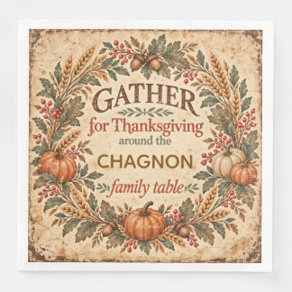 Personalisierte Vintage-Thanksgiving-Papier-Tischs Serviette