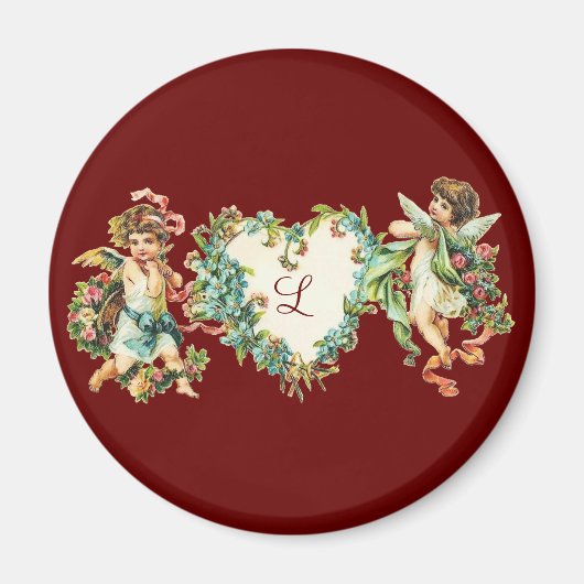 Personalisierte Vintage Valentine Cherubs Magnet (Vorne)