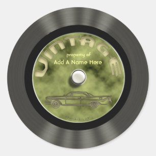 Personalisierte Vintage Vinyl-Aufkleber Runder Aufkleber