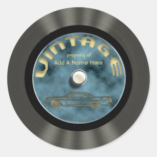 Personalisierte Vintage-Vinyl-Schallplatten-Aufkle Runder Aufkleber