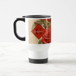 Personalisierte Vintage-Wasserfarbe Florale Rote R Reisebecher