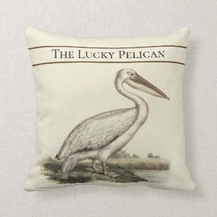 Personalisierte Vintage Wasserfarbe Pelican Kissen