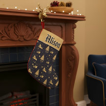 Personalisierte Vintage-Weihnachten Navy Gold