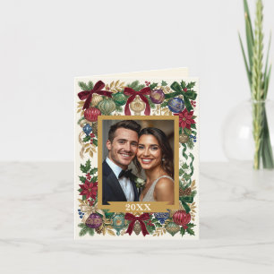 Personalisierte Vintage-Weihnachts-/Antiquitäten-O Feiertagskarte