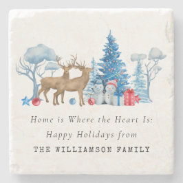 Personalisierte Vintage Weihnachtsfamilie Steinuntersetzer