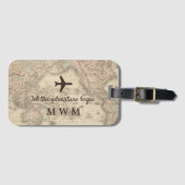 Personalisierte Vintage Weltkarte Gepäckanhänger (Vorderseite (Horizontal))