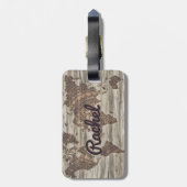 Personalisierte Vintage Weltkarte Gepäckanhänger (Rückseite vertikal)