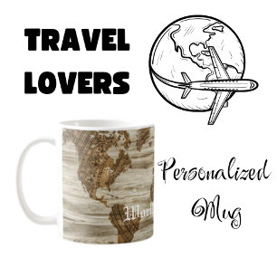 Personalisierte Vintage-Weltkarte Kaffeetasse
