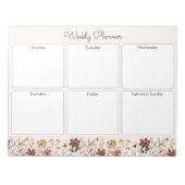 Personalisierte Vintage Wildblume Wochenplaner Notizblock (Vorderseite)