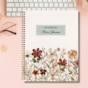 Personalisierte Vintage-Wildblumen-Florale-To-Do-L Notizblock