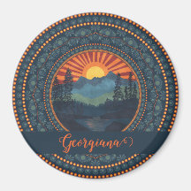 Personalisierte Vintage Wildnis Sunset Dot Mandala