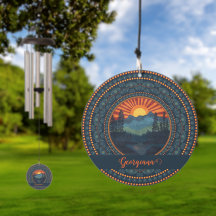 Personalisierte Vintage Wildnis Sunset Dot Mandala