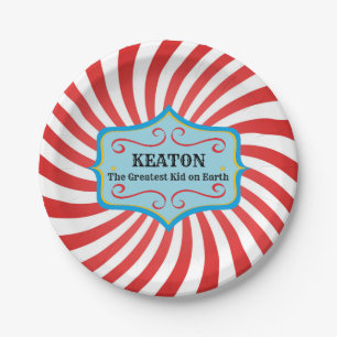 Personalisierte Vintage-Zirkus-Party-Teller Pappteller