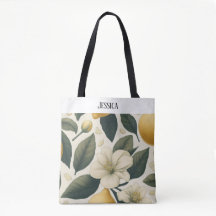 Personalisierte Vintage-Zitronen-Blumen-Tasche
