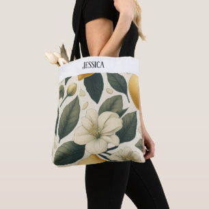 Personalisierte Vintage-Zitronen-Blumen-Tasche Tasche