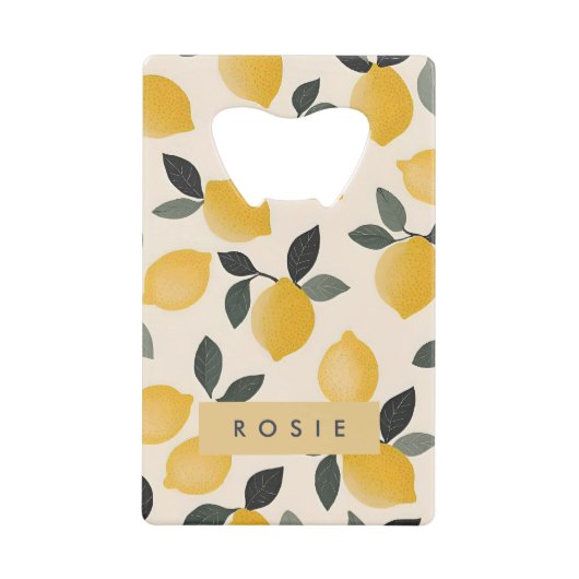 Personalisierte Vintage Zitronen mit grünen Blätte Geldbeutel Flaschenöffner (Vorderseite)