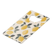 Personalisierte Vintage Zitronen mit grünen Blätte Geldbeutel Flaschenöffner (Rückseite Schrägansicht)