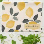 Personalisierte Vintage Zitronen mit grünen Blätte Geschirrtuch (Gefaltet)