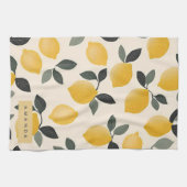 Personalisierte Vintage Zitronen mit grünen Blätte Geschirrtuch (Horizontal)