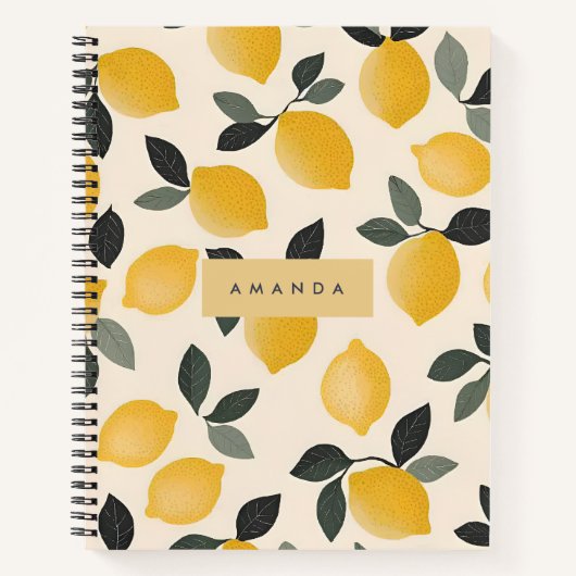 Personalisierte Vintage Zitronen mit grünen Blätte Notizblock (Vorderseite)