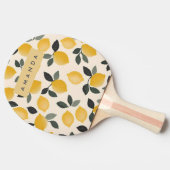 Personalisierte Vintage Zitronen mit grünen Blätte Tischtennis Schläger (Seitenansicht)