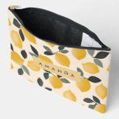 Personalisierte Vintage Zitronen mit grünen Blätte Zubehörtasche (Offen)