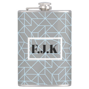 Personalisierte Vinyl-Flasche - Geometrisches Blau Flachmann