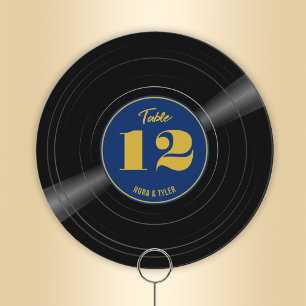 Personalisierte Vinyl Record Blue Gold Tischnummer