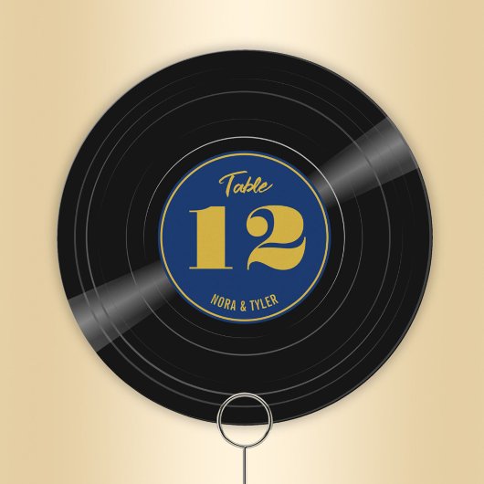 Personalisierte Vinyl Record Blue Gold Tischnummer
