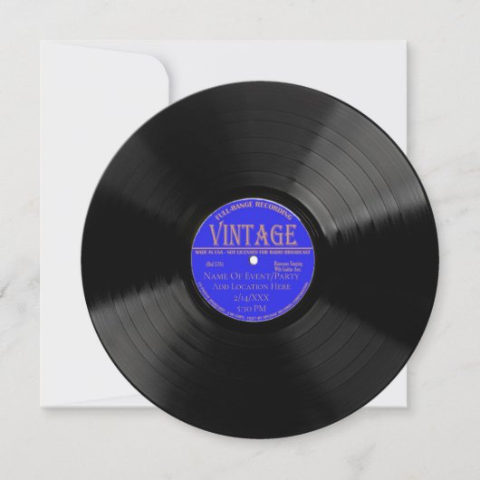 Personalisierte Vinyl Record Design-Einladung Einladung (Vorderseite)