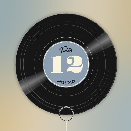 Personalisierte Vinyl Record Dusty Blue Tischnumme Save The Date