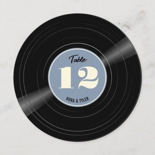 Personalisierte Vinyl Record Dusty Blue Tischnumme Save The Date (Vorderseite)