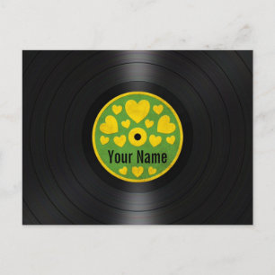 Personalisierte Vinyl-Schallplatten aus Grün und G Postkarte