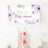 Personalisierte Violett Wasserfarben Blume Kinderd Banner (Insitu)
