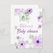 Personalisierte Violett Wasserfarben Blume Kinderd Begleitkarte (Vorne/Hinten)