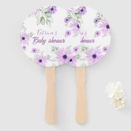 Personalisierte Violett Wasserfarben Blume Kinderd Fächer (Vorne und Hinten)