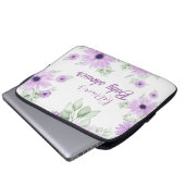 Personalisierte Violett Wasserfarben Blume Kinderd Laptopschutzhülle (Vorne Knopf)