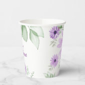 Personalisierte Violett Wasserfarben Blume Kinderd Pappbecher (Links)