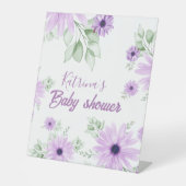 Personalisierte Violett Wasserfarben Blume Kinderd Sockelschild (Vorderseite)