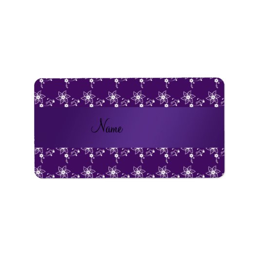 Personalisierte violette Blumen Adressaufkleber (Vorne)