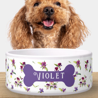 Personalisierte violette Blumen Napf