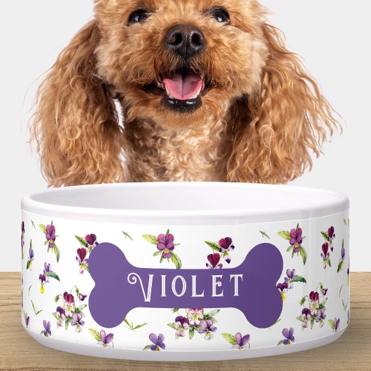 Personalisierte violette Blumen Napf