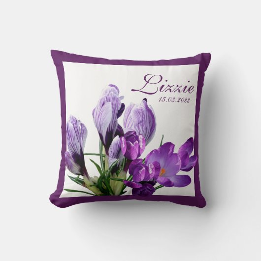 Personalisierte violette Blüten mit individuellem  Kissen (Vorderseite)